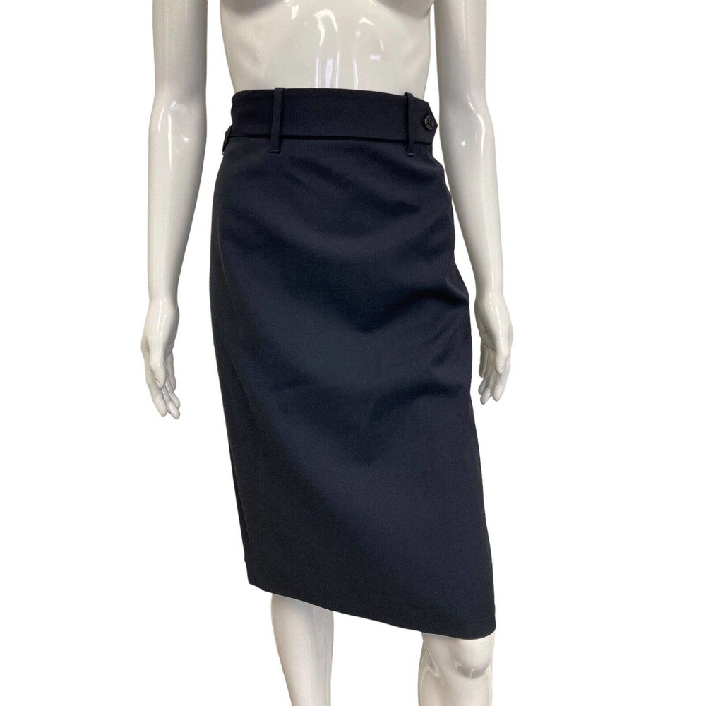 RED VALENTINO Navy Blue Wool Blend Straight Knee Length Skirt Size 44 US 8